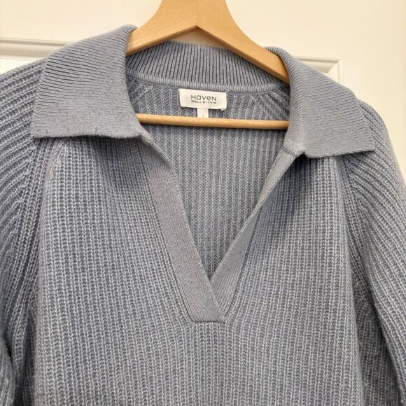 Haven Well Within Cashmere Johnny Collar V-NECK Sweater Size L $278.00 - Picture 3 of 6